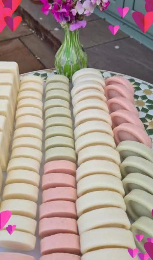 Rows of handmade soap on the stall